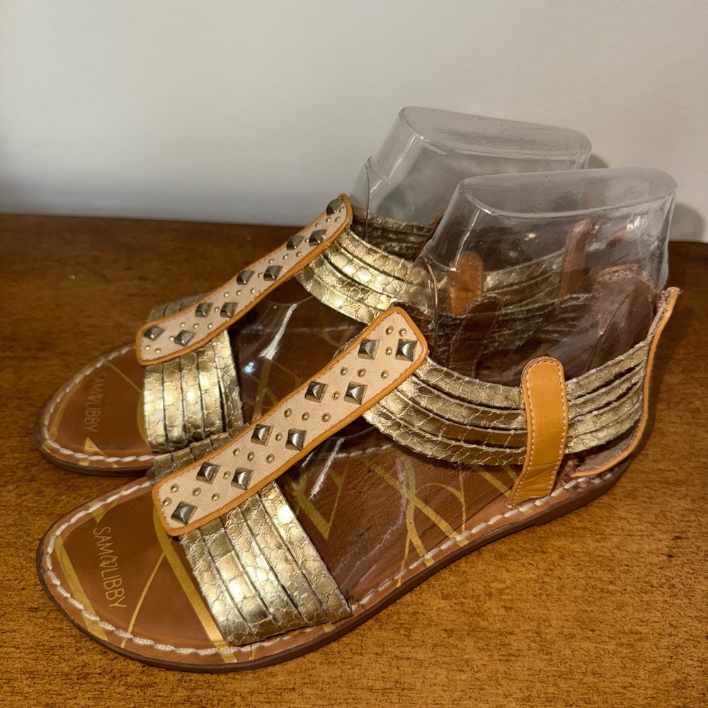 Sam & Libby Women's Gold Gladiator Sandals 8